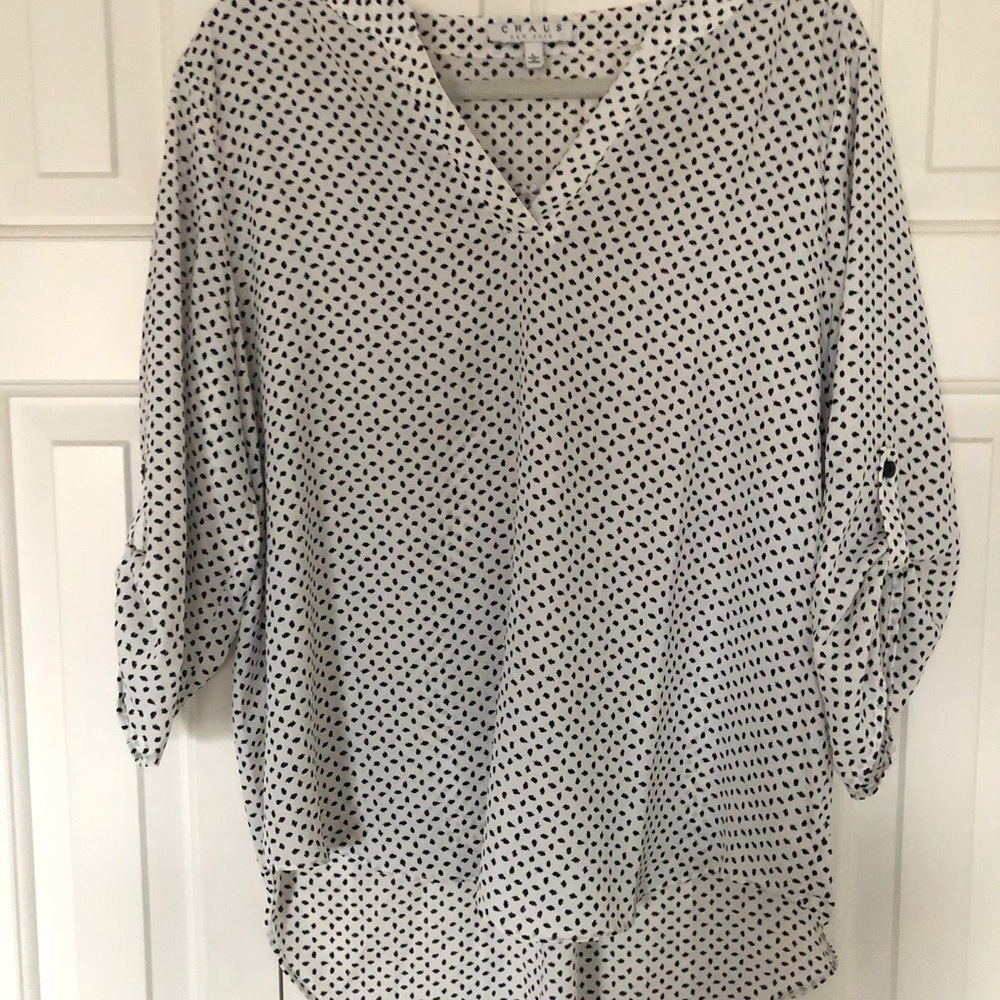 Roll Tab V-Neck Blouse